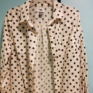 Old Navy Long Sleeve Polka Dot Button Down